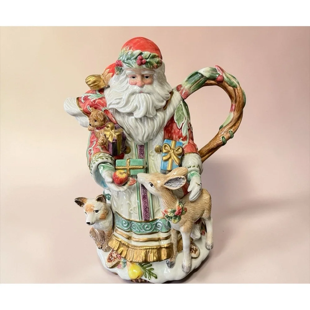 Fitz &‎ Floyd Classics Enchanted Holiday Santa Claus Teapot Tea Pot Pitcher Xmas
